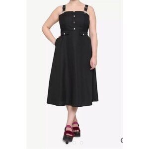 Hot Topic Black Skirtall Overall Midi Dress Sz 2 Goth Vamp